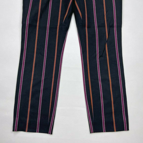 Anthropologie Essential Slim Striped Pant Cotton Blend Pocket Flat Front Women 4 - Picture 6 of 10
